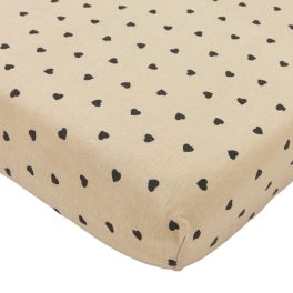 Gumis lepedő babaágyba - Szivecskés Bézs - 60x120